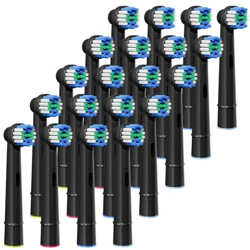 Limited offer: GENKENT 20 Replacement Heads, Toothbrush Heads Compatible with Oral B, Black from 14.93 EUR to 13.29 EUR (save 11%)