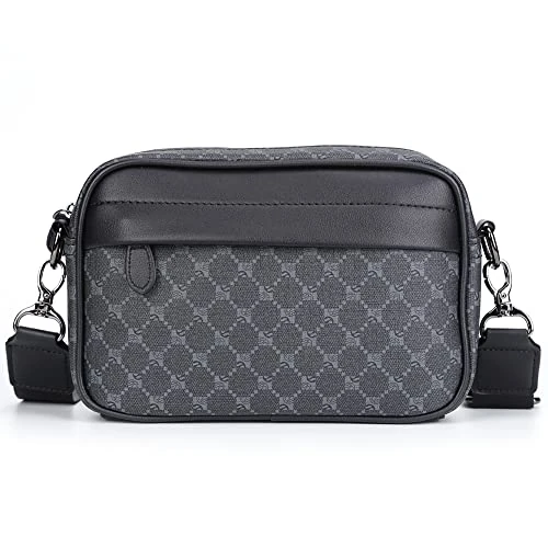 Starnearby Sac à Bandoulière Homme en Cuir PU Sac Bandoulière Sac à Bandoulière Homme Carré Petit Sac Bandoulière de Travail Homme pour Voyage d'affaires et de Travail Quotidien, Modèle noir, 27x16x6