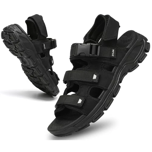 ZYLDK Sandales Homme Cuir Marche Randonnée Été Extérieur Bout Ouvert Chaussures de Sport Plage