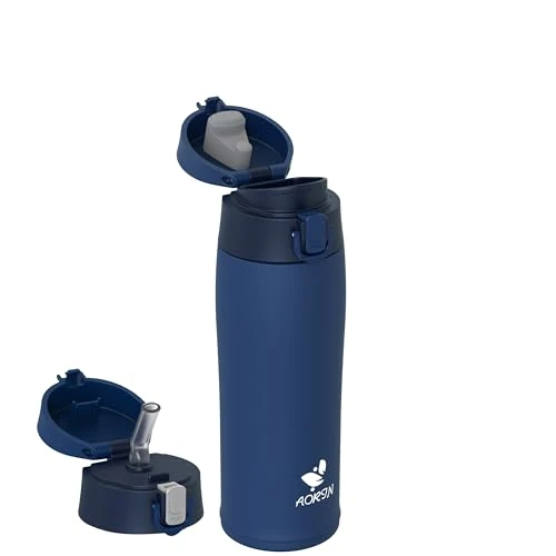 AORIN Butelka do picia ze stali nierdzewnej 18/8-500 ml – szczelny termos, nie zawiera BPA, butelka sportowa dla dzieci, ze stali nierdzewnej, do uprawiania sportu, szkoły, na zewnątrz