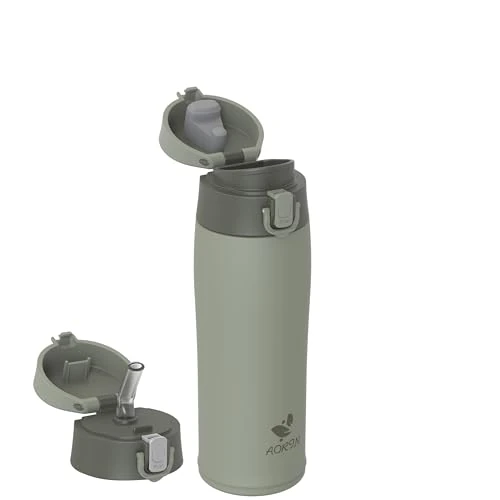 Offre limitée : AORIN Gourde Isotherme, 500ml Bouteille Isotherme avec 2 Couvercles, Gourde Enfant en Acier Inox 18/8, Gourde Sport Anti-Fuite, Mug Isotherme sans BPA pour Sport, Extérieur et Quotidien de 14.95 € à 14.95 € (0.00% de remise)