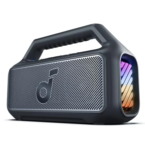 Limited-time offer: soundcore Anker Boom 2 Bluetooth Speaker, Outdoor Speaker with 80W, Subwoofer, BassUp 2.0, 24H Playtime, IPX7 Waterproof, Floatable, RGB Lights, Custom EQ, USB-C, Portable for Camping, Beach, Garden from 119.99 £ to 77.99 £ (save 35%)