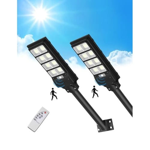 Offerta a tempo: Sararoom 400W Lampione Solare Led Esterno con Telecomando, 50000 LM Luce Stradale a LED con Sensore di Movimento, 6500K IP65 Impermeabile Faretto, Faro Pannello Solari per Giardino Cortile Garage,2pc - 40% da 112.99 € a 67.99 €