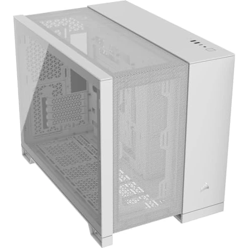 CORSAIR 2500D Airflow mATX PC-Gehäuse - Ohne Lüfter - Zweikammer-Design - Große Kühlungsflexibilität - Reverse Connection Motherboard-Kompatibel - Weiß