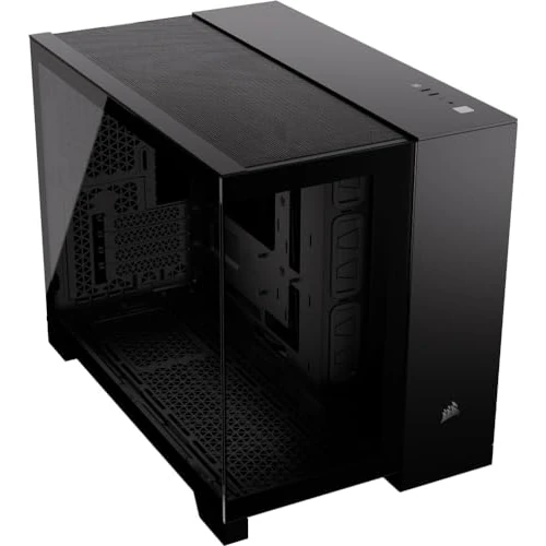 CORSAIR 2500X mATX PC-Gehäuse Aus Gehärtetem Glas - Ohne Lüfter - Zweikammer-Design - Große Kühlungsflexibilität - Kompatibel Mit Reverse Connection Motherboards - Schwarz