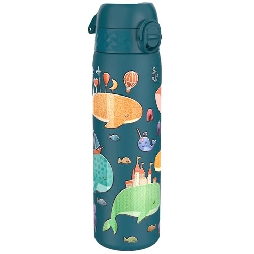 Tijdelijke aanbieding: ION8 Lichtgewicht Stalen Waterfles, 600 ml/20 oz, Zonder Isolatie, Lekvrij, Makkelijk te Openen, Veilige Vergrendeling, Vaatwasserbestendig, Hygiënische Flipcover, Draaggreep, Duurzaam, Walvissen van 17.99 € naar 11.70 € (35% kortin