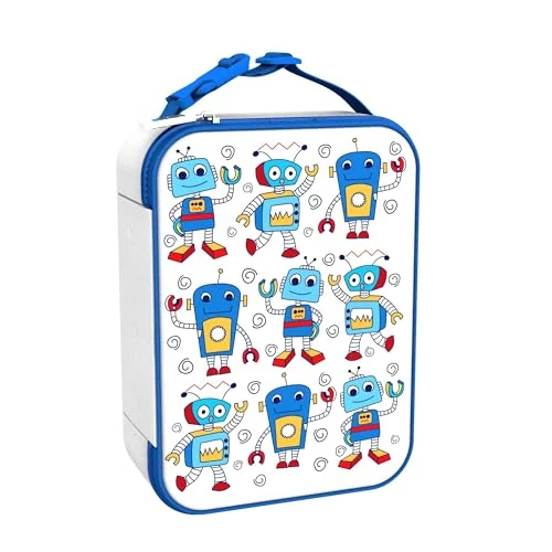 Oferta limitada: ION8 Bolsa Termica Porta Alimentos, Cremallera Fácil Acceso en 3 Lados, Bolsillo Externo para Botellas, Acolchado y Forrado Lavable, Parche de Nombre, Poliéster, Impreso, Robots de 14.99 € a 11.99 € (ahorro 20.01%)