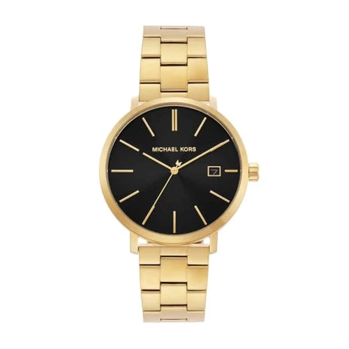 Offerta a tempo: Michael Kors Orologio Blake da uomo, movimento al quarzo a tre lancette o cronografo con cinturino in acciaio inossidabile, 42 mm, Oro e nero - 53% da 115.68 € a 54.00 €