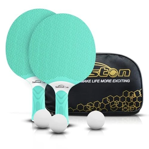 Offerta a tempo: Senston Set di racchette da ping pong professionali con 3 palline, ping pong paddle set in gomma - 22% da 23.99 € a 18.71 €