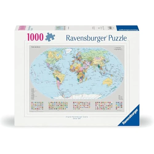 Ravensburger 12000065 - Mapamundi político - Puzzle 1000 Piezas – Puzzle Adultos y niños a patir de 14 años