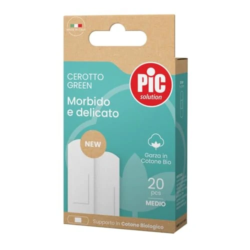 Pic Green - Cerotto Morbido e Delicato Garza in Cotone Bio, 20 cerotti medi