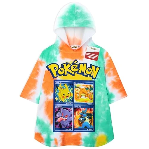 Offre limitée : Pokémon Poncho Serviette de Plage Enfant et Ado Peignoir de Bain Enfant à Capuche Pikachu Serviette de Bain Piscine Douche Été (Multi Tie Dye, 10-13 Ans) de 15.29 € à 15.29 € (0.00% de remise)