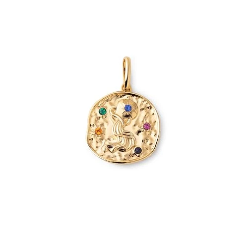 SINGULARU - Charm Organic Colors Zodiaco. Ciondolo in Ottone con Finitura Placcata Oro 18Kt. Combinabile con Collana. Gioielli da Donna. Acquario