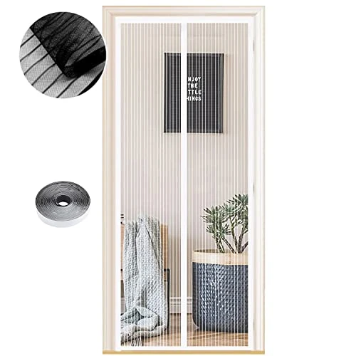 Offerta a tempo: Zanzariera Magnetica per Porte 90 x 220 cm, Tenda Magnetica Zanzariera Porta, Nessun Attrezzo Richiesto, Facile da Installare, Adatto a Bambini e Animali Domestici, Strisce Bianche - 36% da 23.09 € a 14.70 €