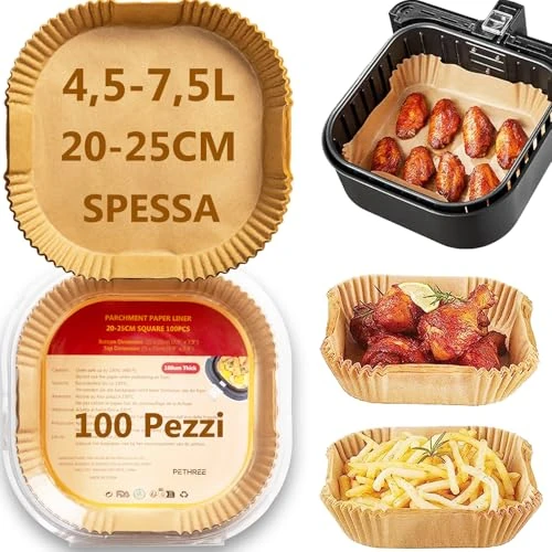Papier do Pieczenia Frytkownica Beztłuszczowa Airfryer 4,5-7,5L, 100 Sztuk 20-20cm Akcesoria Papier do Frytkownicy