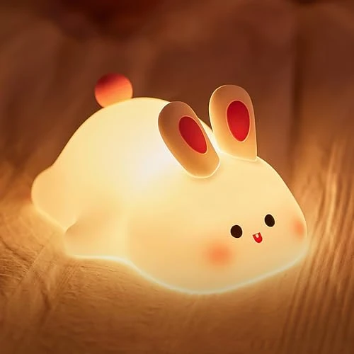 CECOMBINE Children's Night Light, LED Bedside Lamp with Timer, USB Night Light, Silicone Nursing Light, Children, Dimmable, 3 Colours, Portable Touch Lamp for Children's Room, Decoration, Sleeping