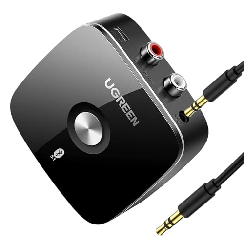 Oferta limitada: UGREEN Receptor Bluetooth 5.1 aptX HD Audio Adaptador 2RCA 3.5 mm HiFi EDR Baja Latencia Inalámbrico Compatible con Teléfono Tablet Altavoz Amplificador de 29.99 € a 26.99 € (ahorro 10%)