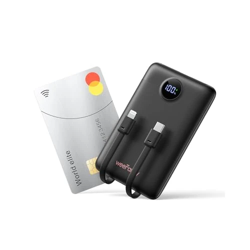 Begrenztes Angebot: Power Bank 10000mAh Powerbank Klein PD 22,5W Mini Powerbank mit integrierten Kabeln USB C Externe Handyakkus 3 Ausgänge & 3 Eingänge Kompatibel mit iPhone/Samsung/Huawei von 32.79 EUR auf 21.97 EUR (Rabatt 33%)
