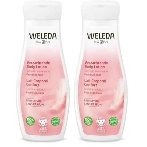 WELEDA Bio Sensitiv Bodylotion - Naturkosmetik Körperpflege Lotion mit Kokosöl & Jojobaöl lindert Haut Juckreiz. Natürliche Körperlotion zur Pflege von empfindlicher & sensibler Haut (vegan, 200ml)