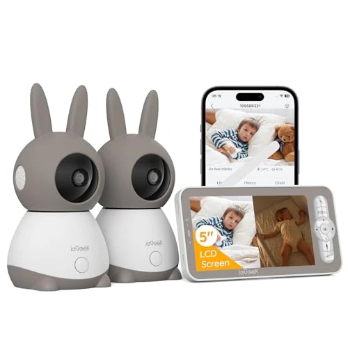 Zeitlich begrenztes Angebot: ieGeek Babyphone mit Kamera 2K/3MP, 5-Zoll-WLAN Video-Babyfon, PTZ 360°, Nachtsicht, automatischer Verfolgung, Bewegungserkennung, Weinerkennung - Eisengrau von 151.99 € auf 99.99 € (34.21% Rabatt)