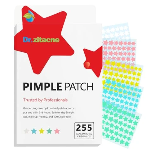 Offre limitee: Patch Bouton, Pimple Patch 255 unités, 5Couleurs et 5Tailles (8,10,12,14,16mm)Anti Bouton Soin, Acne Patches Hydrocolloïde, avec arbre à thé, acide salicylique et centella, Joli Motif Etoile Patches de 9.99 EUR a 6.50 EUR (economie 35%)