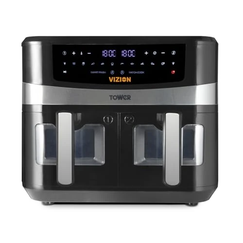 Limitiertes Angebot: Tower T17100 Vortx Vizion 9 L Heißluftfritteuse mit Zwei Körben, Digitalem Bedienfeld & 10 One-Touch-Voreinstellungen, Schwarz von 87.31 EUR auf 87.31 EUR (Spare 0%)