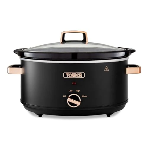 Limitiertes Angebot: Tower T16043BLK Cavaletto 6,5 Liter Schongarer mit 3 Wärmestufen, Cool-Touch-Griffe, Schwarz und Roségold von 49.99 EUR auf 34.99 EUR (Spare 30%)