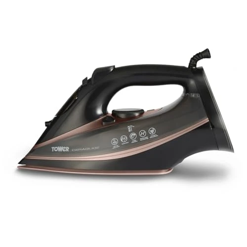 Oferta limitada: Tower T22013 Plancha de Ropa a Vapor con Suela Cerámica CeraGlide, 3100 W - Rosa Oro y Negro de 39.99 € a 33.59 € (ahorro 16%)