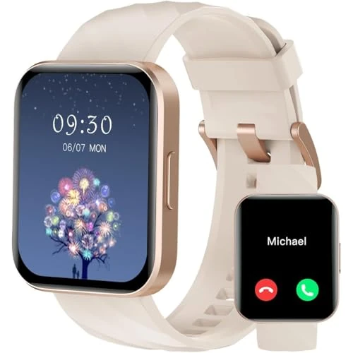 RUIMEN Montre Connectée Homme Femme 100+ Modes Sportifs Appel Bluetooth Notifications de Messages Cadran de Montre Personnalisé Cardiofrequencemetree Oxymètre (SpO2) Suivi Sommeil pour Android iOS