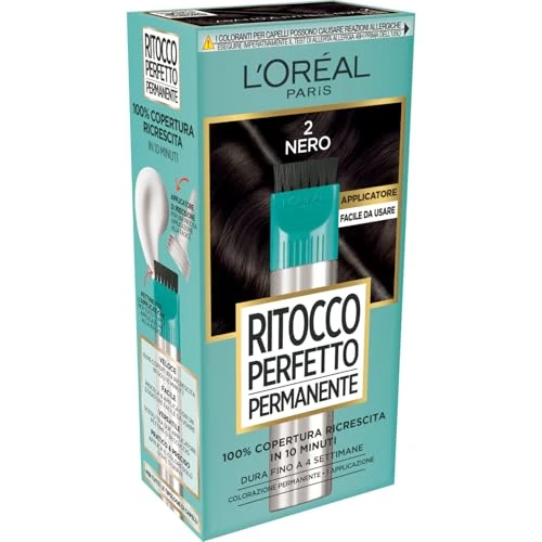 Offerta a tempo: L'Oréal Paris Colorazione Ritocco Perfetto Permanente, Copre 100% della Ricrescita, In Soli 10 minuti, Fino a 4 Settimane, Colore: Nero - 22% da 9.90 € a 7.69 €