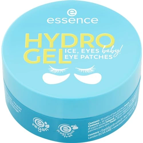 Offre limitée : essence Hydro Gel Eye Patches Ice Eyes Baby! 30 paires, soin des yeux, bleu, hydratant, rafraîchissant, scintillant, végétalien, sans huile, sans parfum, sans alcool, lot de 1 (90 g) de 9.99 EUR à 9.99 EUR (remise 0%)