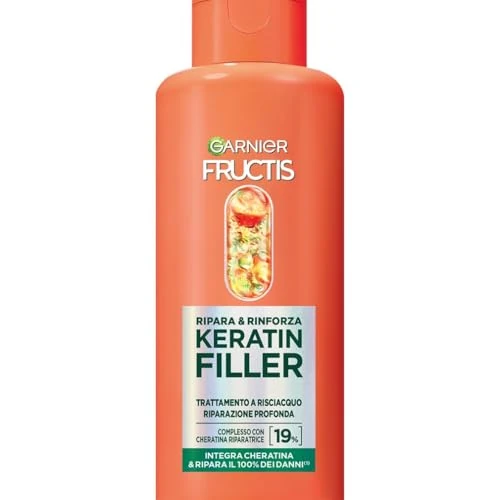 Garnier Fructis, leczenie płukaniem, na wszystkie zniszczone włosy, głęboka naprawa, mocniejsze włosy, olej marula i keratyna, wypełniacz keratin, naprawa i wzmocnienie, 200 ml