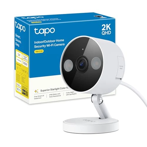 Offerta a tempo: Tapo C120 Telecamera Wi-Fi Esterno & Interno, Videocamera Sorveglianza 2K 4MP, Sicurezza Domestica AI, Visione Notturna, Installazione semplice, Base Magnetica, IP66 Resistente Alle Intemperie, Alexa - 26% da 49.99 € a 36.99 €
