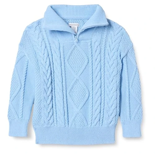 Offerta a tempo: Amazon Essentials Maglione con Zip a trecce e vestibilità Comoda Bambini e Ragazzi, Azzurro Polvere, 10 Anni - 15% da 21.75 € a 18.49 €