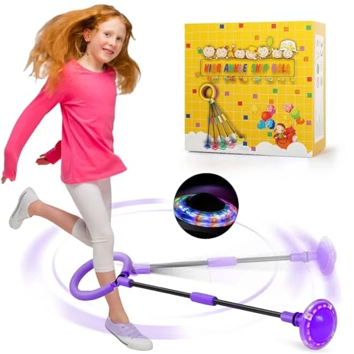 Limited-time offer: chimoo Kinder Blinkender Springring Fußkreisel,Faltbarer Ankle Skip Ball Sport Sprungball Mit Lichtrad Lila Blinkender Sprungball Mädchen Im Alter Von 6, 7, 8, 9 Und 10 Jahren from 16.60 £ to 16.60 £ (save 0.00%)