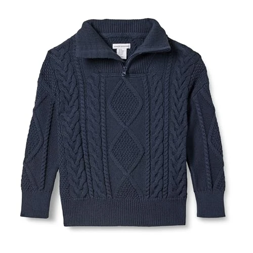 Offerta a tempo: Amazon Essentials Maglione con Zip a trecce e vestibilità Comoda Bambini e Ragazzi, Blu Marino, 3 Anni - 41% da 29.00 € a 17.23 €