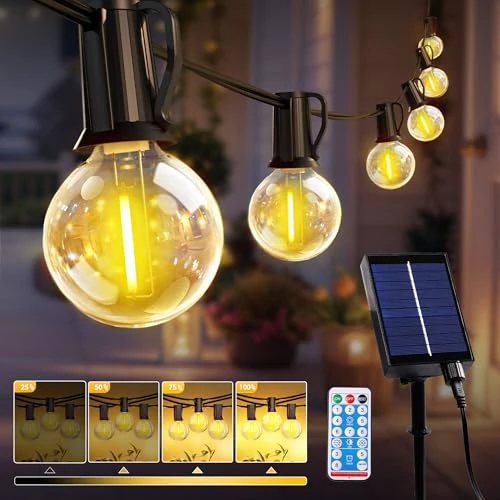 Offerta a tempo: ROVLAK Catena Luminosa Esterno Solare 10M, Luci Solari Giardino con 15+1 Lampadine G40, 8 Modalità di Luce, Luminosità Regolabile, IP44 Impermeabile, Filo Luci LED per Giardino Terrazza Gazebo - 21% da 33.99 € a 26.99 €