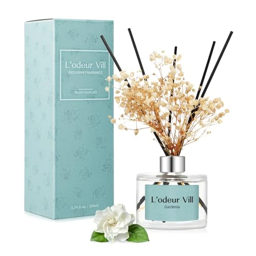 Begrenztes Angebot: L'odeur Vill Room Fragrance Reed Diffuser with 6 Fragrance Sticks 200 ml – Gardenia, Natural, Long-Lasting, Home Fragrance Essential Oil Reed Diffuser for Bathroom Shelf Decoration. von 19.99 EUR auf 19.99 EUR (Rabatt 0%)