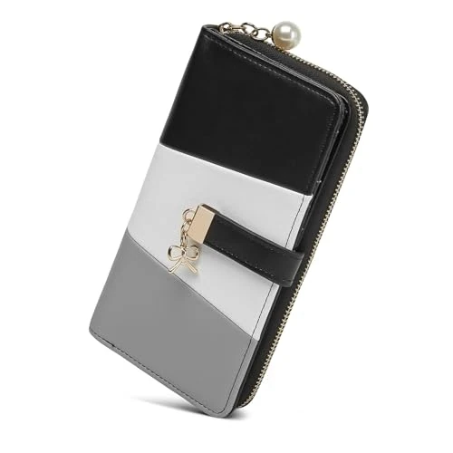 Offerta a tempo: Miss Lulu Portafoglio Donna Grande, Elegante Portamonete Pelle Sintetica, Borsellino Blocco Colore, Ideale Regali per Donna - 9% da 21.88 € a 19.94 €