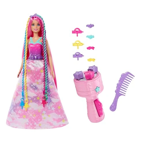 Offerta a tempo: Barbie Dreamtopia - Chioma da Favola, bambola capelli fantasia con treccia e piega, extension arcobaleno e accessori per lo styling inclusi, giocattolo per bambini, 3+ anni, JCW55 - 47% da 39.99 € a 21.15 €