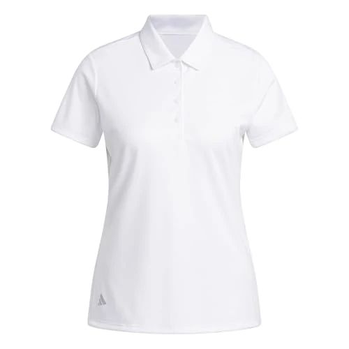 adidas Femme Women's Solid Performance Short Sleeve Polo Shirt, White, S