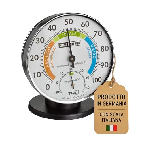 TFA Dostmann 45.2033.IT 45.2033.IT Precision Thermo-Hygrometer for Indoor Air Conditioning, Italian Analogue Scale with Comfort Zones, Temperature and Humidity Control from Germany