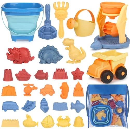 Offerta a tempo: YIMORE Giochi Spiaggia, 30 Pezzi Giocattoli da Spiaggia Bambini con Secchiello Pieghevole, Borsa Rete, Formine Giocattoli di Sabbia, Giochi Mare Ragazzi Ragazze 2 3 4 5 6 Anno - 4% da 27.99 € a 26.99 €
