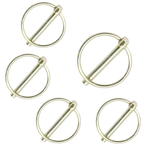 Hocansen 5 pasadores de bloqueo de eje de 6 x 45 mm con anillo, pasadores de enganche de 3 puntos para tractores, remolques y camiones cortacésped (6 x 45 mm/OX)
