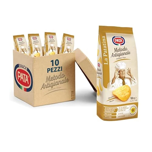 PATA | Patatine Classiche Metodo Artigianale, Senza Glutine, Con Olio di Semi di Girasole Alto Oleico, Fonte di Iodio, 10x180g