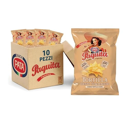 PATA | Paquita Tortilla Gusto Formaggio, Senza Glutine, Con Olio di Semi di Girasole e Aroma Naturale, 10x200g