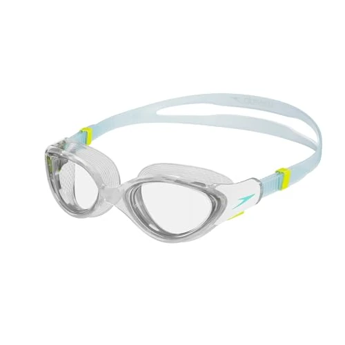 Speedo Women's Biofuse 2.0 Swimming Goggles | Female Design | Patented Adjust Mechanism | Anti-Fog | Anti-Leak | Comfort Fit, Clear/White/Marine Blue/Clear, One Size