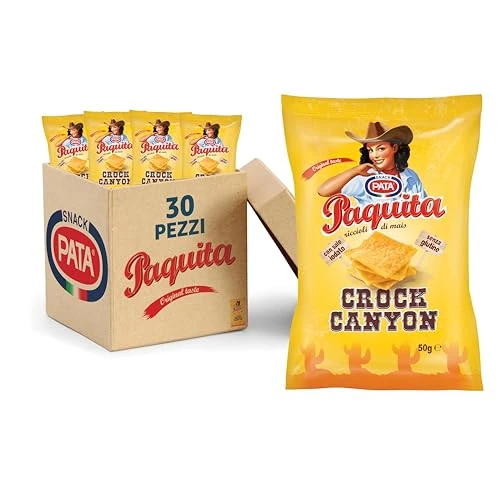 Offerta a tempo: PATA | Paquita Crock Canyon, Riccioli di Mais Senza Glutine, Con Olio di Semi di Girasole, Fonte di Iodio, 30x50g - 43% da 21.90 € a 12.38 €