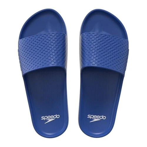 Speedo Men's Essential Slides | Pool Sliders | Quick Dry Sandals, Cerulean Blue, 12