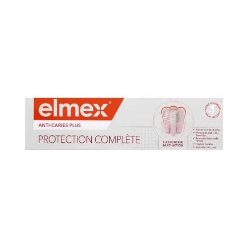 ELMEX - Dentifricio Elmex Anti-Caries Plus Cura Completa - Rimineralizza lo smalto - Protegge i denti sensibili e l'irritazione delle gengive - 75 ml